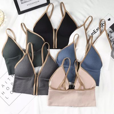 Seamless Bras For Women Padded Underwear U Backless Bralette Sleep Top Camis Cotton Wireless Fitness Zipper Bra Lingerie_img_1