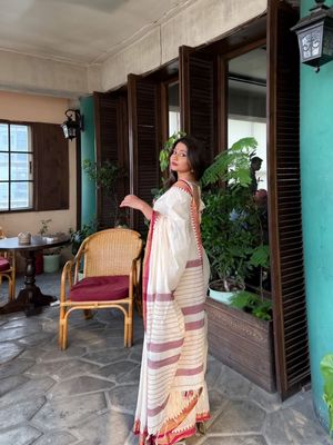Handloom white red par Anarakali_img_3
