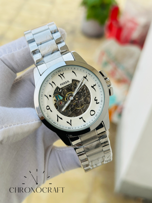 Fossil Grant Automatic Arabic White Dial-Silver Stainless Steel ME3103 AA_img_0