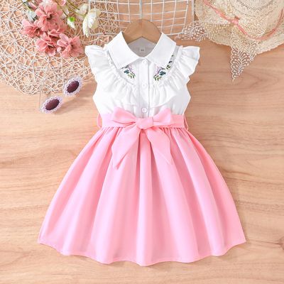 Imported 🌺 Elegant Embroidered Flower Dress for Girls – Multicolor Belt | Summer Style_img_0