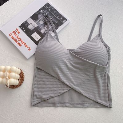 Trendy cotton cross-back bralette sports vest, versatile and suitable as an outer layer or base layer for women._img_4