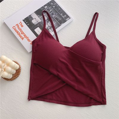 Trendy cotton cross-back bralette sports vest, versatile and suitable as an outer layer or base layer for women._img_6