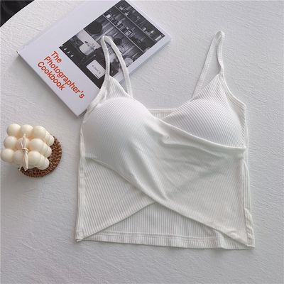 Trendy cotton cross-back bralette sports vest, versatile and suitable as an outer layer or base layer for women._img_7