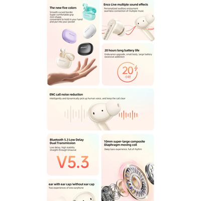 Awei T90 2 in 1 ENC Wireless Bluetooth Earbuds With Mic Noise Reduction Headphones_img_1