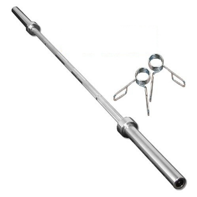 Heavy duty Olympic barbell bar 6 feet with two clips_img_0