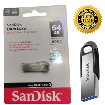 Sandisk Ultra Luxe CZ74 64GB USB 3.1 Full Metal Silver Pen Drive # CZ74-64G / SDCZ74-064G-G46_img_0