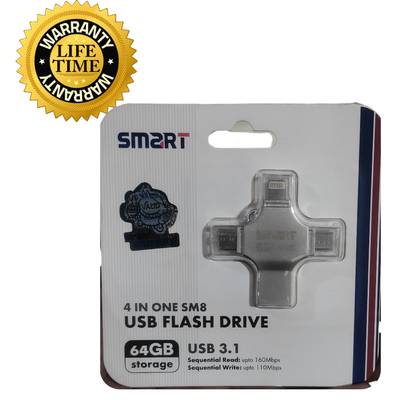 SMART SM8 64GB SuperFast 4-in-1 Metal Body Mobile Disk Drive_img_0