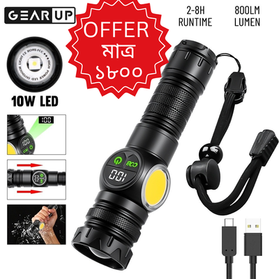 GearUP K60 Rechargeable Flashlight 10W COB + LED Torchlight ._img_0