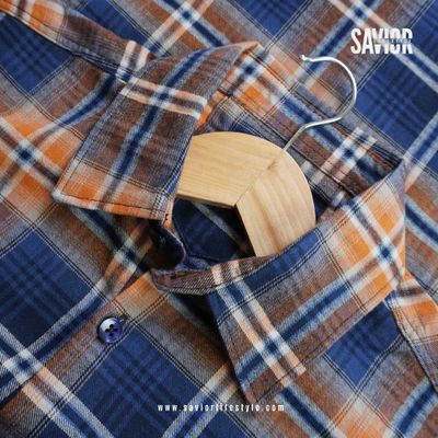 Rust & Navy Double Pocket Full Sleeve Check Shirt_img_0