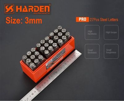 HARDEN 27pcs Steel Letters punch ( 3mm | 4mm | 5mm | 6mm | 8mm | 10mm ) Professional Alphabet Chrome Vanadium punch set; 610863 - 610869_img_8