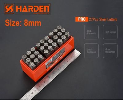 HARDEN 27pcs Steel Letters punch ( 3mm | 4mm | 5mm | 6mm | 8mm | 10mm ) Professional Alphabet Chrome Vanadium punch set; 610863 - 610869_img_12