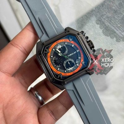 Tubular Sport SILICON | Grey Belt Matte SS Black Body | Chronograph_img_1