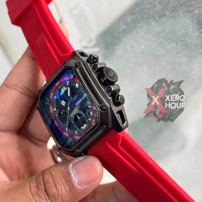 Tubular Sport SILICON | Red Belt Matte SS Black Body | Chronograph_img_2