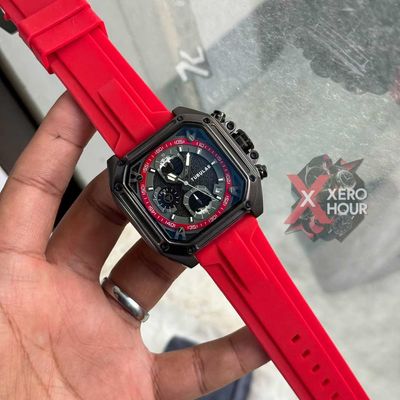 Tubular Sport SILICON | Red Belt Matte SS Black Body | Chronograph_img_6