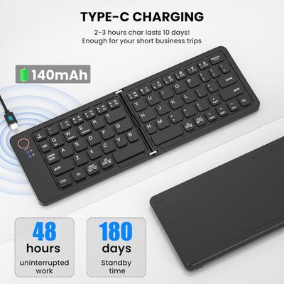 GearUP B023 Rechargeable Ultra Slim Folding Pocket Bluetooth Keyboard_img_1