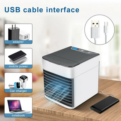 Mini Air Cooler Cooling USB Fan Conditioner With Colorful LED Portable Desk Room Navy blue_img_3
