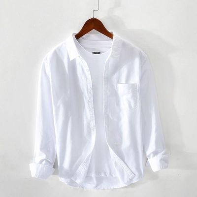 Solid single pocket pure cotton white shirt (only shirt)_img_0