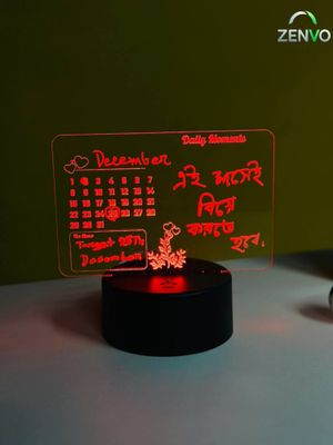 GearUP Multicolor Acrylic Night Lamp with Writable Calendar Board and Erasable Pen_img_1