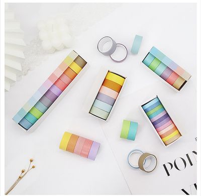 Wheat youth macaroon and paper tape solid color DIY decorative stickers_img_3