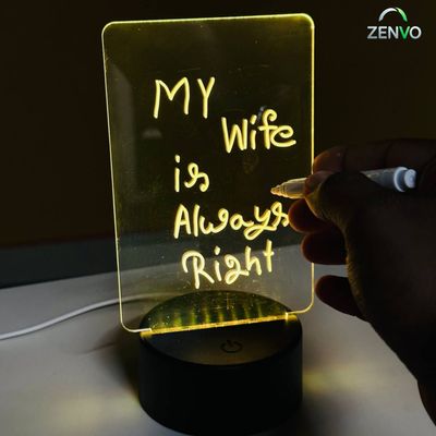 GearUP Acrylic Multicolor Night Lamp with Writable Board and Eraser Pen – Black_img_1