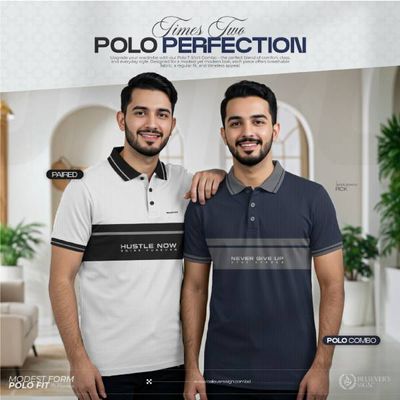 Box Mesh Polo 2 Pcs - White & Navy_img_0