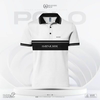 Box Mesh Polo 2 Pcs - White & Navy_img_1