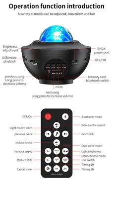 USB Bluetooth audio star lamp projection lamp bedroom remote control_img_2