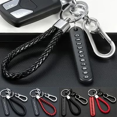 PU Leather Braided Keychain – Anti-Lost Woven Rope Key Holder for Bags, Cars & DIY Accessories_img_1