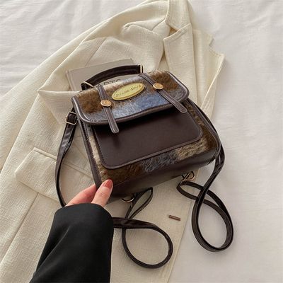 Korean retro plaid ladies small square bag_img_1