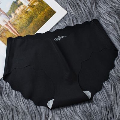 Women Ice Silk Traceless ultra-thin Wave Girls Comfortable Breathable Solid Color mid Waist Triangle Underwear  Breathable Briefs Cozy Lingerie Soft Comfortable Underpants_img_9