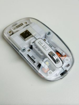 GearUP WM30 Transparent Crystal 2.4G + Bluetooth Magnetic Wireless Mouse- White Color