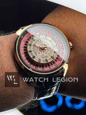 HERYI CASINO ROULETTE ICED BLACK LEATHER ROSE GOLD CASE_img_2