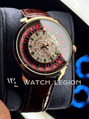 HERYI CASINO ROULETTE ICED BROWN LEATHER ROSE GOLD CASE_img_2
