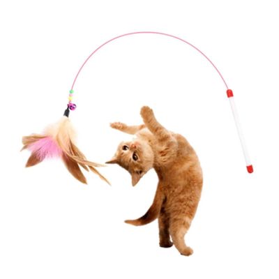 Funny Cat Stick Interactive Cats Toys Kitten Toy Sticks Rod with Metal Bells Feather and Long Wire Kitty Pet Training Products_img_0