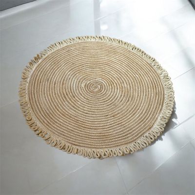 Natural Braided Jute Round Rug with Tassels_img_2