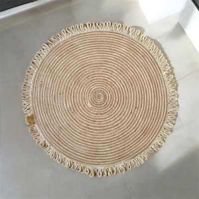 Natural Braided Jute Round Rug with Tassels