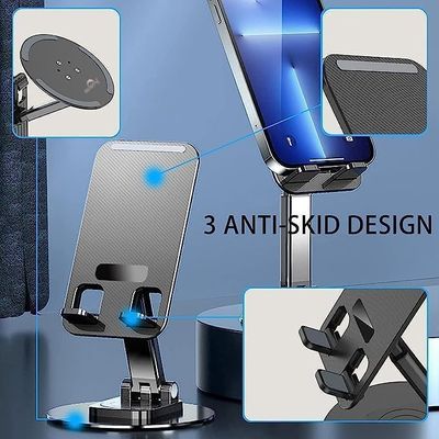 DOLPHY Adjustable & Foldable Phone/Tablet Holder | 360 Degree Metal Mobile Stand for Bed, Office Table, Desk & Home, PC, Smartphone & Tablets_img_1