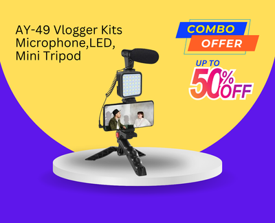 AY-49 Video Vlogger Kits With Microphone & LED Fill Light Mini Tripod_img_0