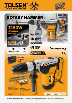 Tolsen 1250w Rotary Hammer, SDS MAX chuck 40mm Model: 88540_img_2