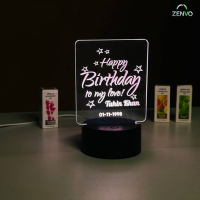 Customizable Happy Birthday Design Acrylic Multicolor Night Lamp – WHITE_img_0