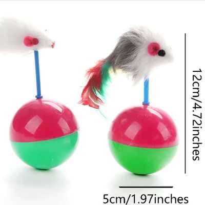 Pet Cat Toy Mimi Favorite Fur Mouse Tumbler Kitten Cat Toys Plastic Feather Play Balls for Catch Cats Supplies_img_4