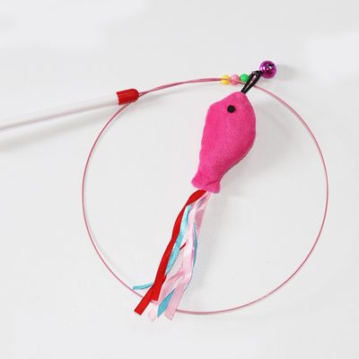 Cat Toy Feather Mouse Wand Cat Pet Toy Wire Chaser Wand Teaser Feather With Bell_img_0