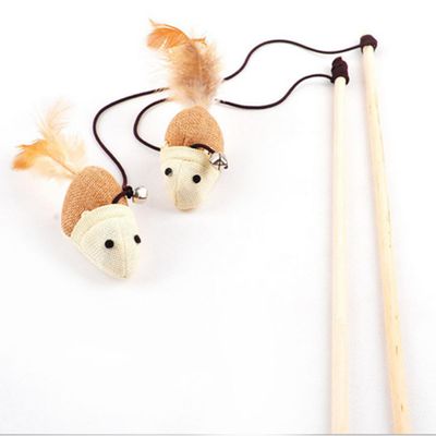 Interactive Play Feather Mouse Make Bar Bell Pet Cat Toys_img_0