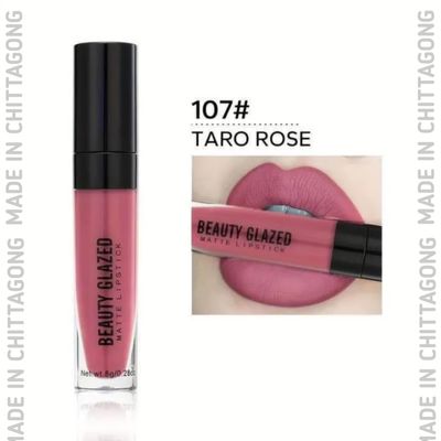 Beauty Glazed Matte Waterproof Long Lasting Liquid Lipstick -107#TARO ROSE_img_0