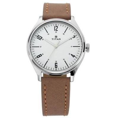 Titan Workwear Men’s Urban Edge Lustrous Silver Dial Leather Watch- 1802SL01_img_0