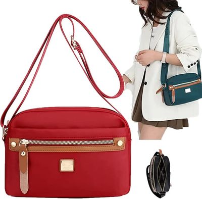 Nylon Fashion Cross-body Bag Lightweight Portable Shoulder Bag(maroon color)_img_1