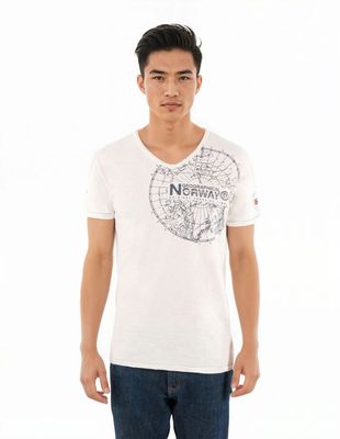 Short-sleeved V-neck T-shirt White_img_0