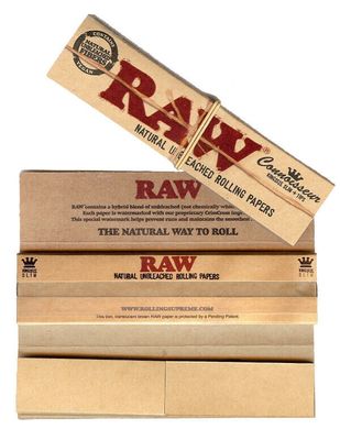 RAW Brand unbleached rolling papers – Classic Connoisseur 1 1/4 king  size + tips_img_2
