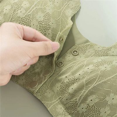 Large Size Maternity Seamless Bra with Lace Detailing Comfortable Stylish Lace Front Button Wireless Removable Padded Pushup Bra Top_img_6