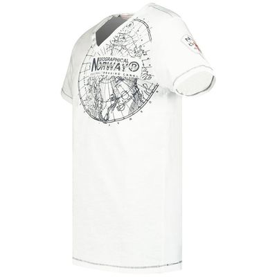 Short-sleeved V-neck T-shirt White_img_2
